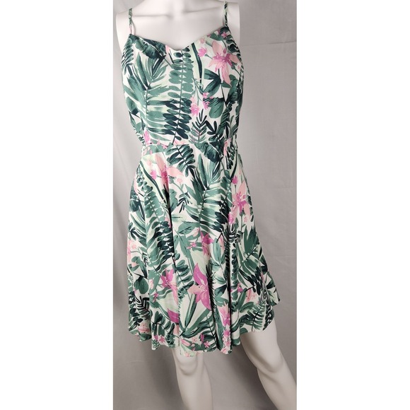 Old Navy Dresses & Skirts - Old Navy Juniors Fit-Flare Aloha/Coconutgirl/Y2K/Indie Cami Pink Palm Sundress L